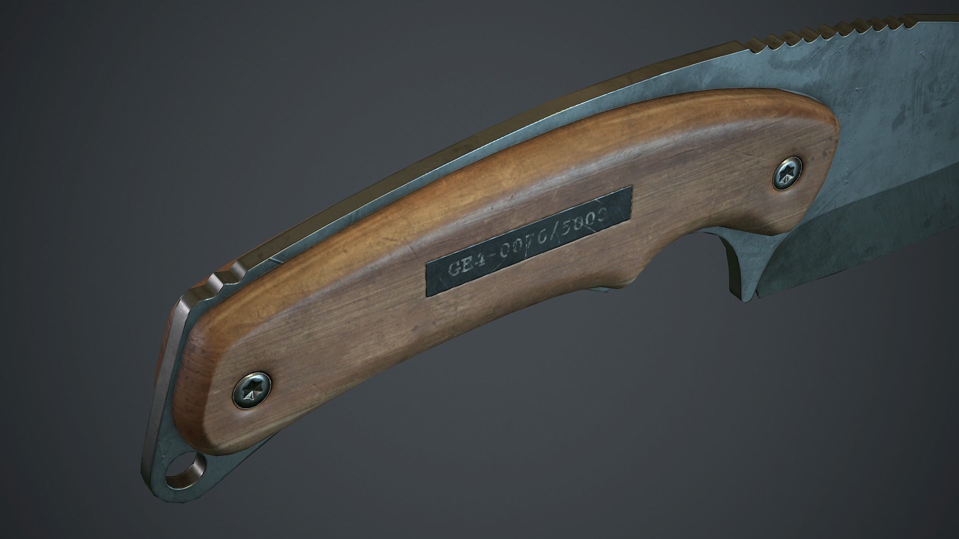 Steel Gut Knife PBR Game Ready Low-poly 3D model_10