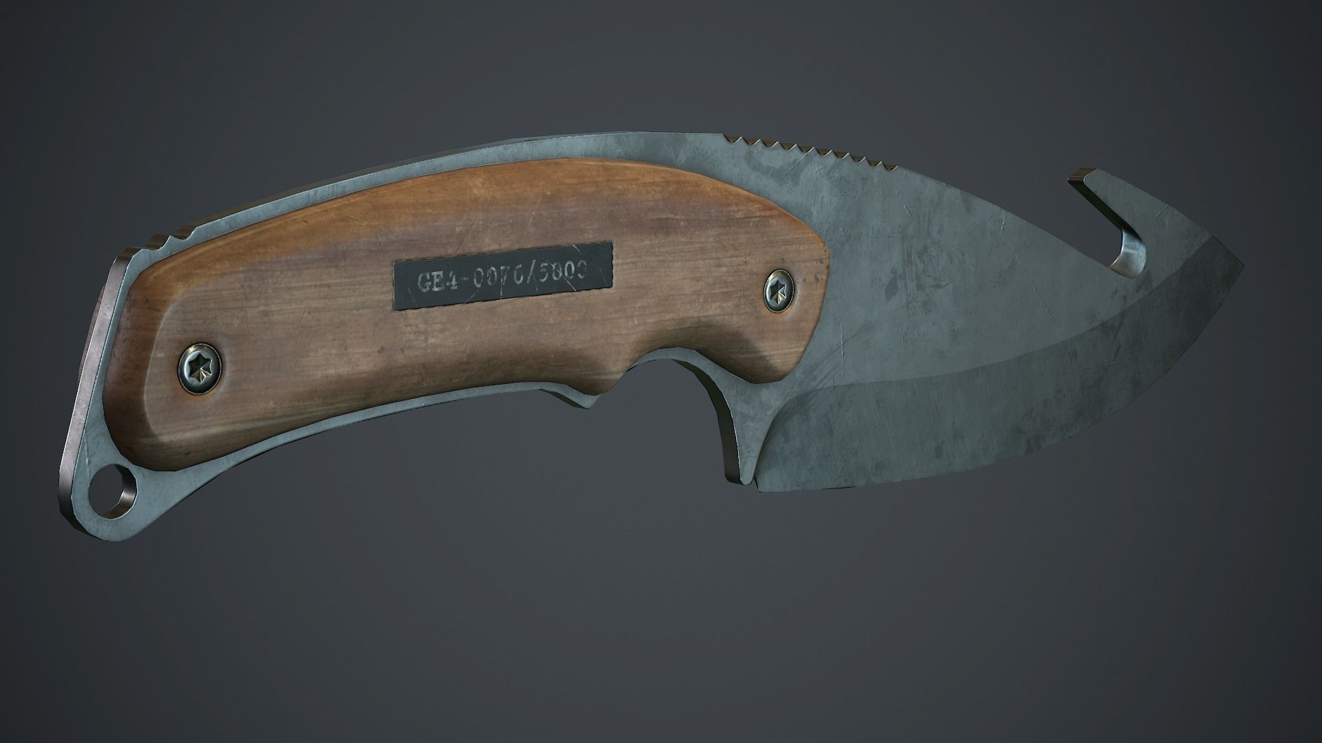 Steel Gut Knife PBR Game Ready Low-poly 3D model_8