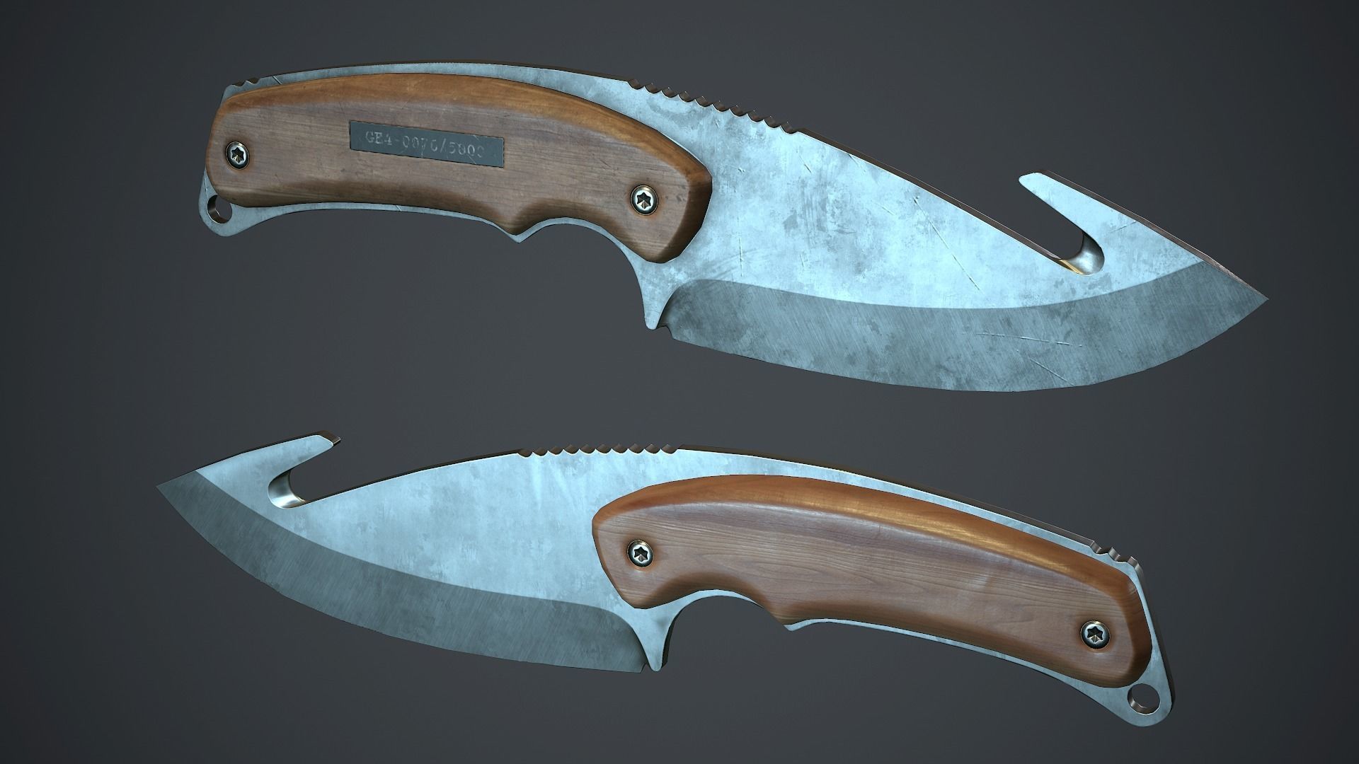 Steel Gut Knife PBR Game Ready Low-poly 3D model_4