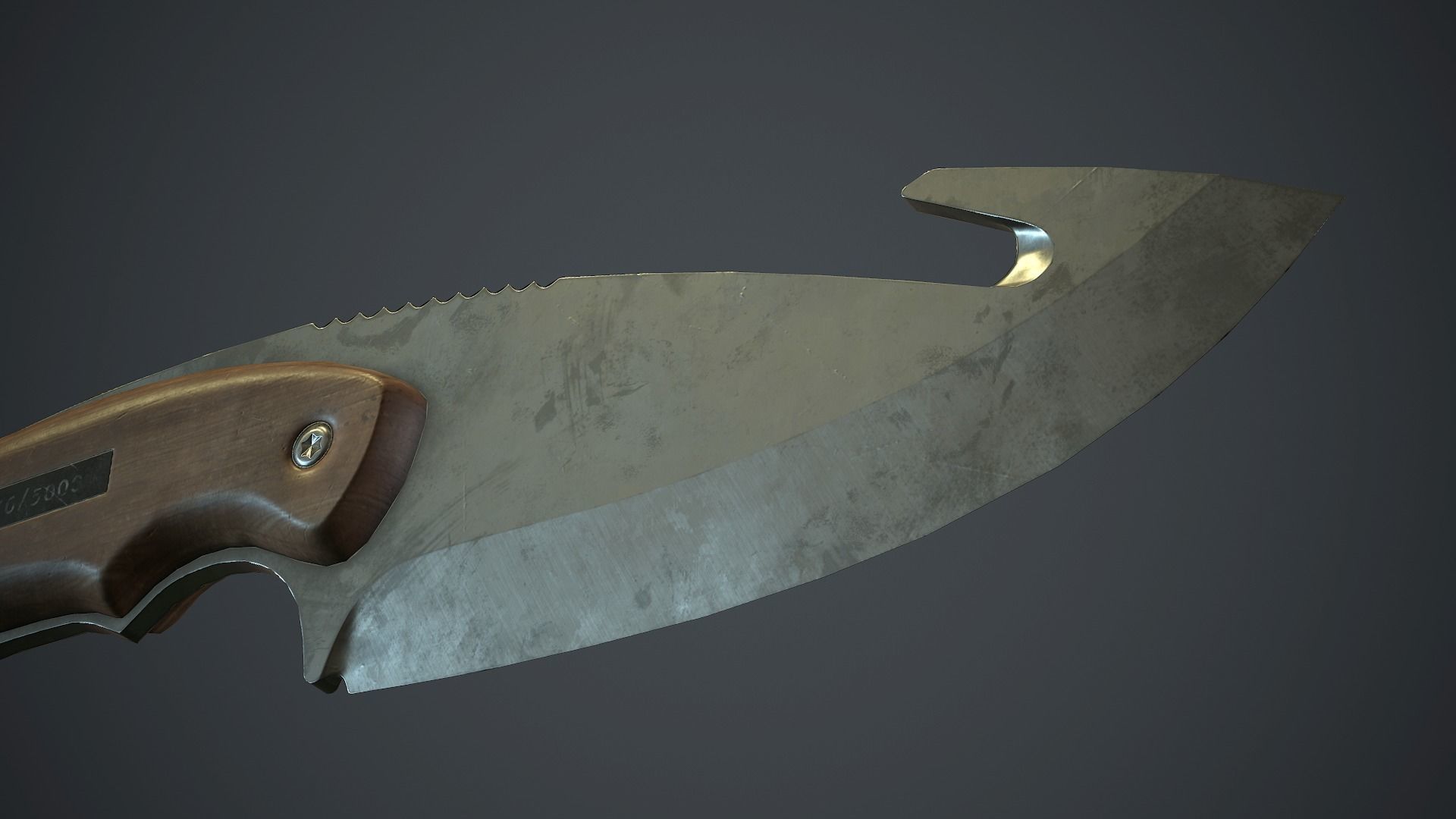Steel Gut Knife PBR Game Ready Low-poly 3D model_16