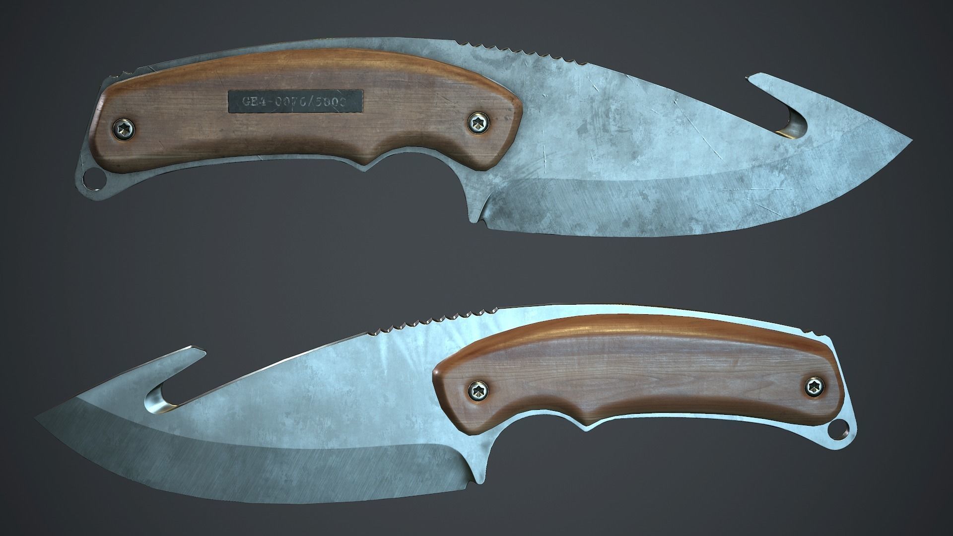 Steel Gut Knife PBR Game Ready Low-poly 3D model_1