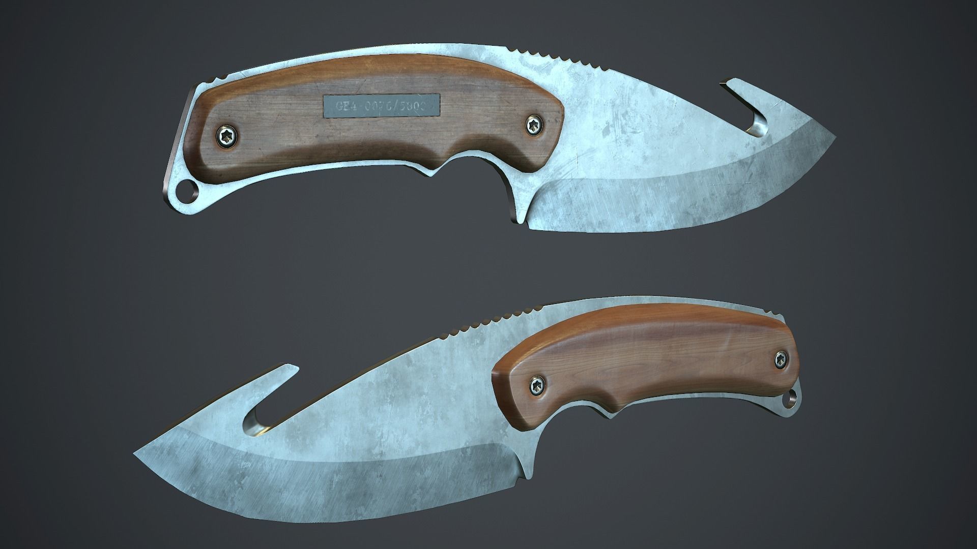 Steel Gut Knife PBR Game Ready Low-poly 3D model_3
