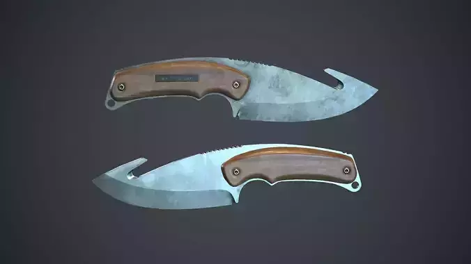 Steel Gut Knife PBR Game Ready Low-poly 3D model