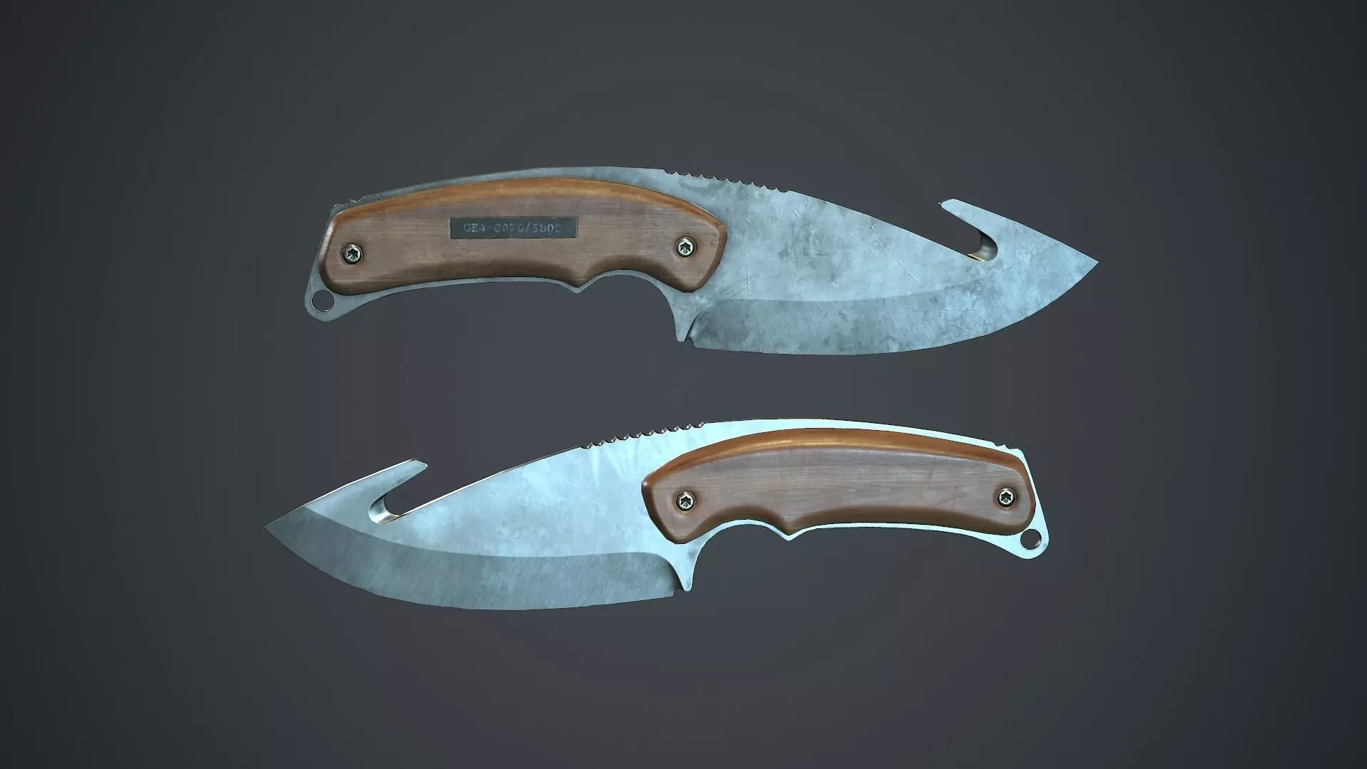 Steel Gut Knife PBR Game Ready Low-poly 3D model_0