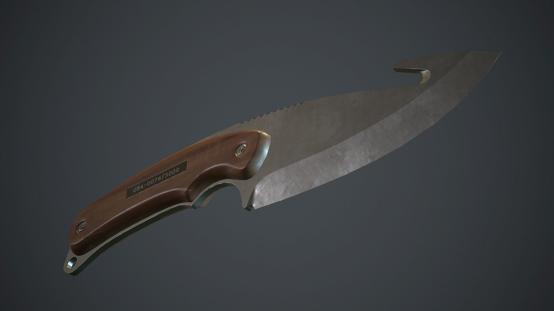 Steel Gut Knife PBR Game Ready Low-poly 3D model_15