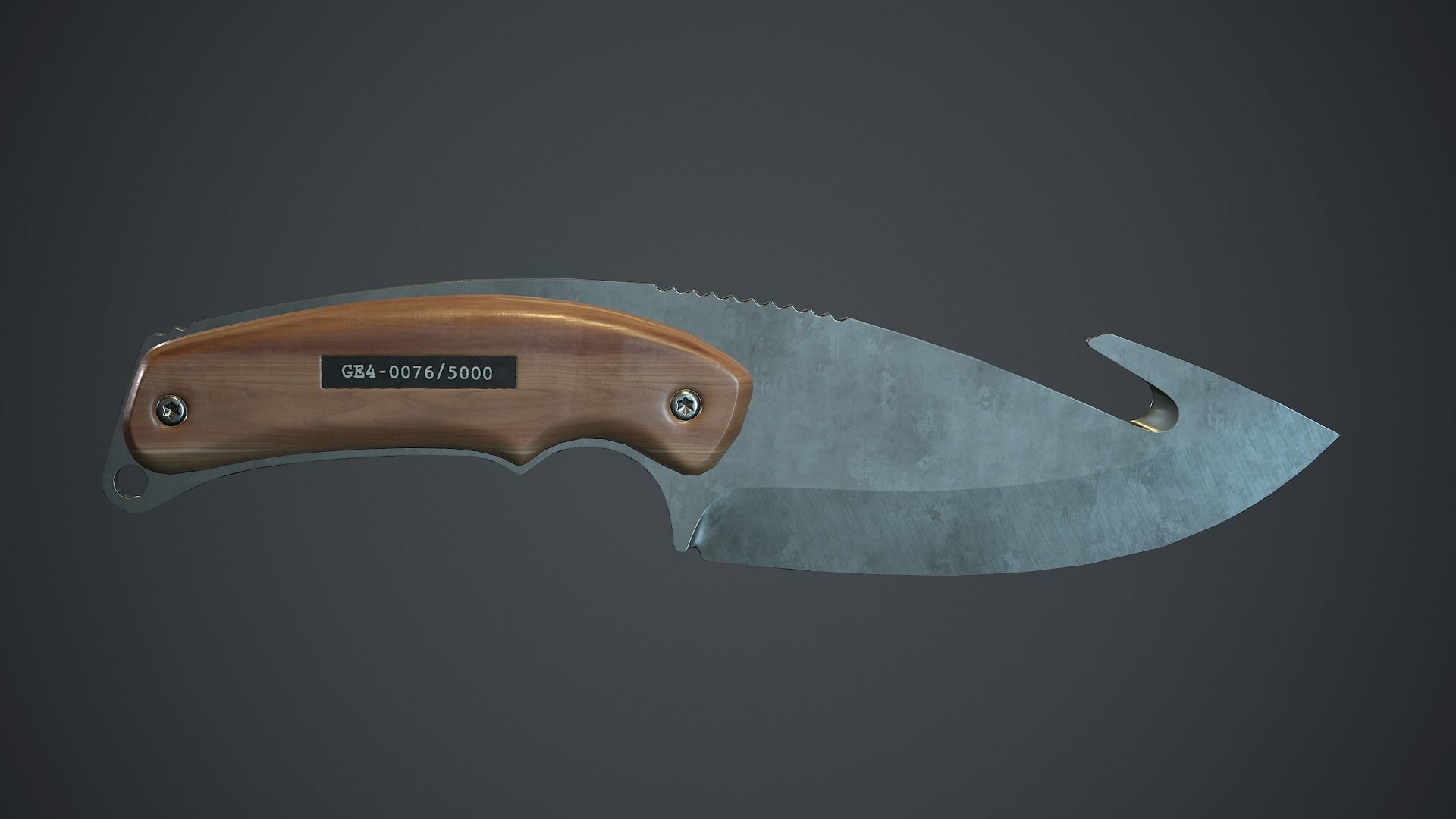 Steel Gut Knife PBR Game Ready Low-poly 3D model_12