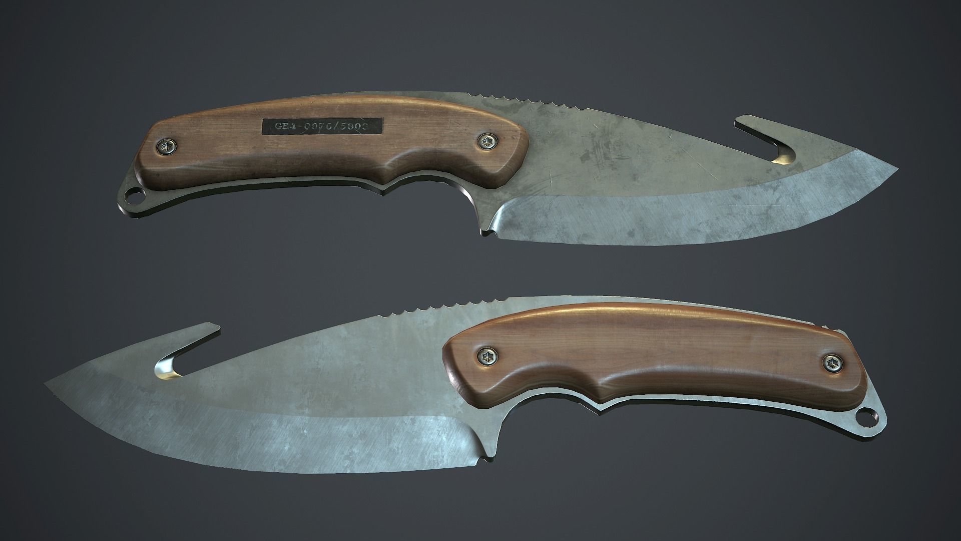 Steel Gut Knife PBR Game Ready Low-poly 3D model_2