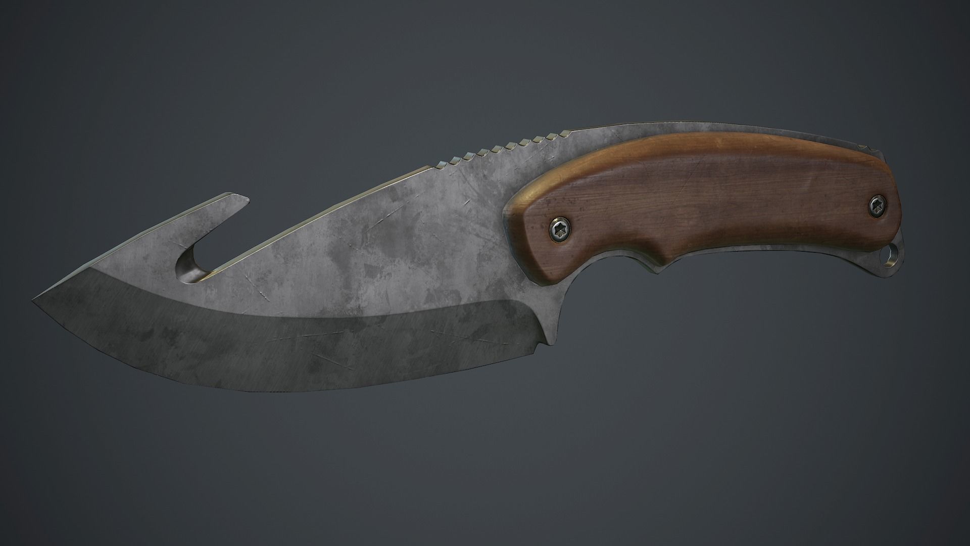 Steel Gut Knife PBR Game Ready Low-poly 3D model_6