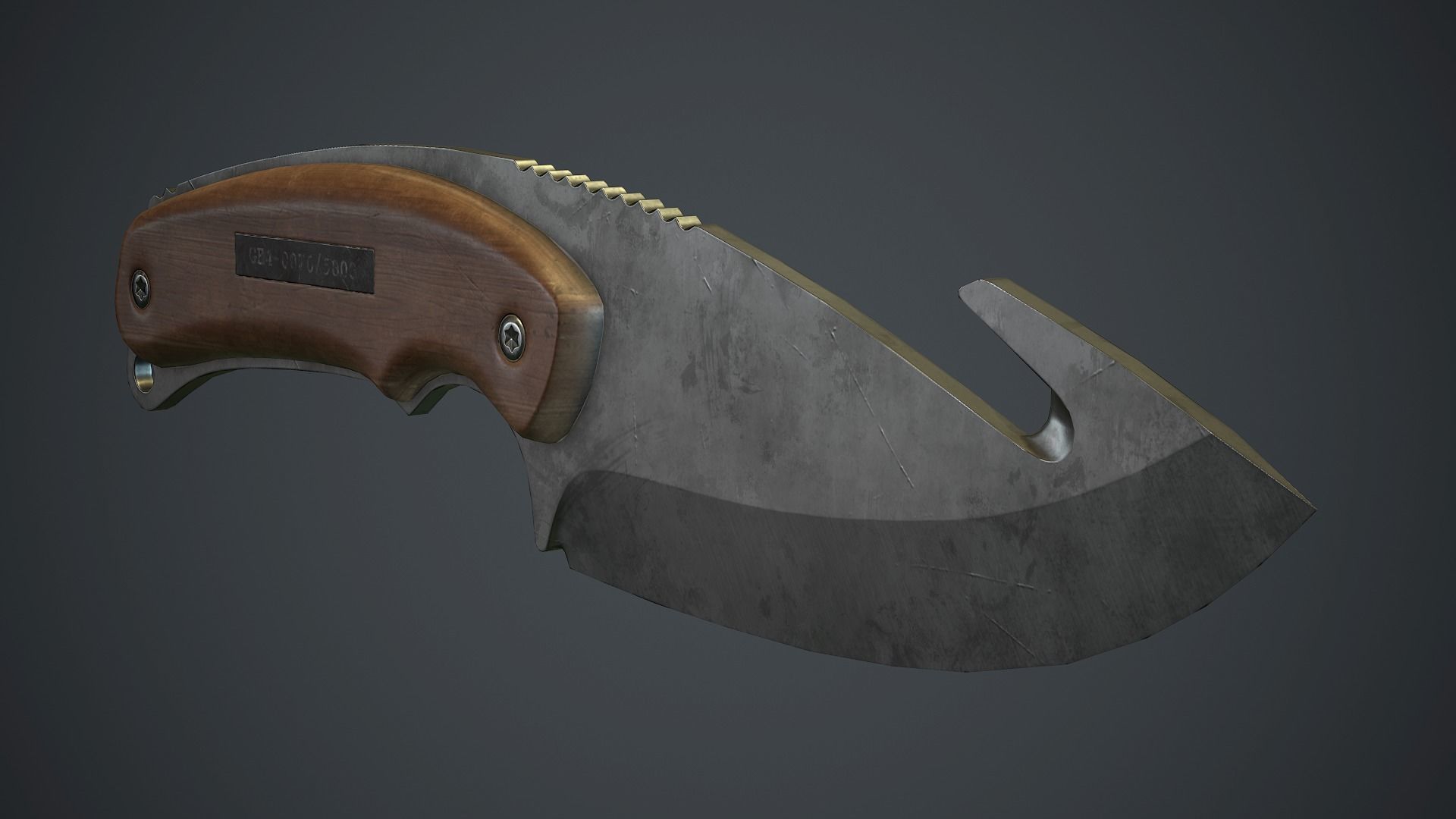Steel Gut Knife PBR Game Ready Low-poly 3D model_9