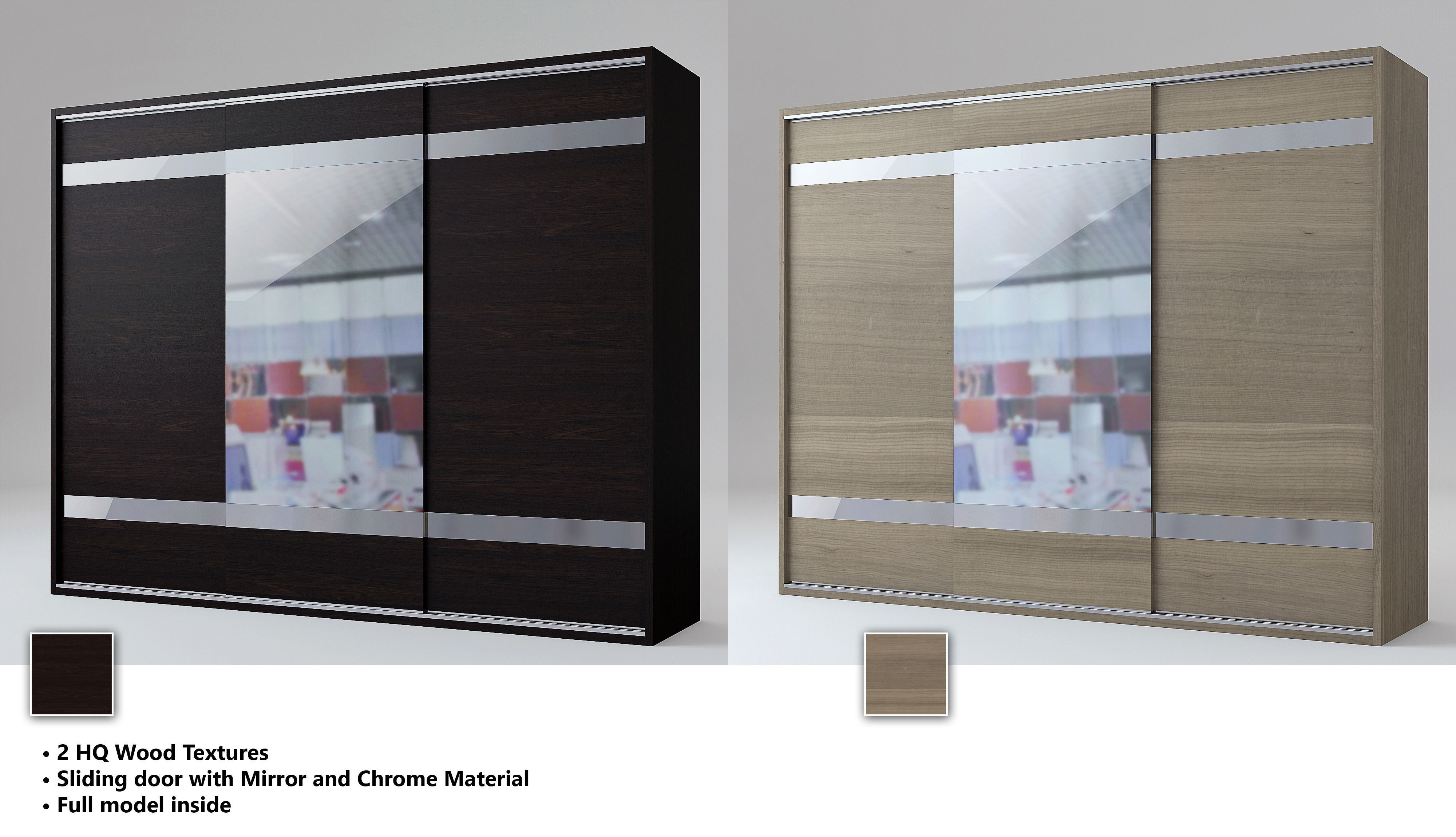 Wardrobe modern sliding doors 3D model_1