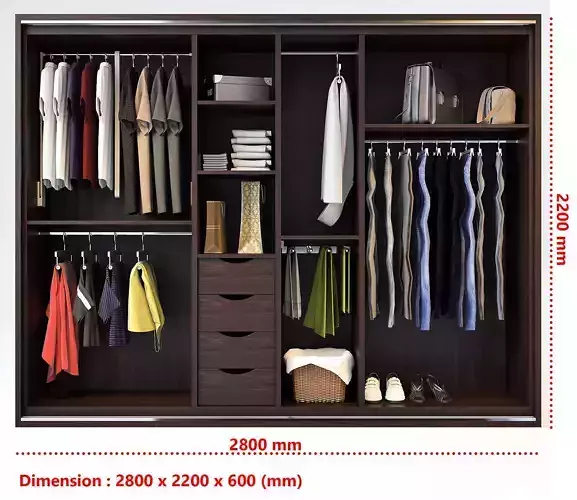 Wardrobe modern sliding doors 3D model