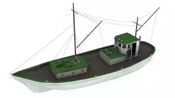 Low poly fishing boat Low-poly 3D model