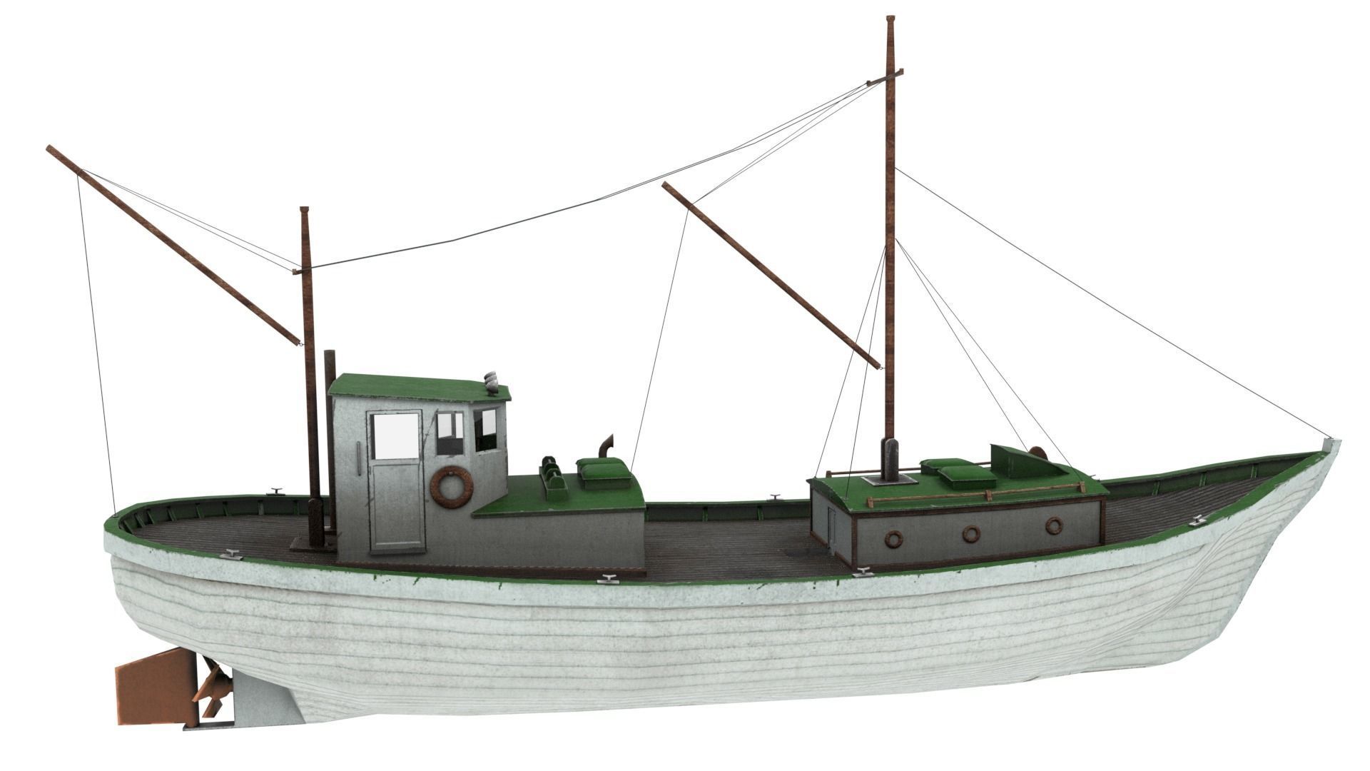 Low poly fishing boat Low-poly 3D model_2
