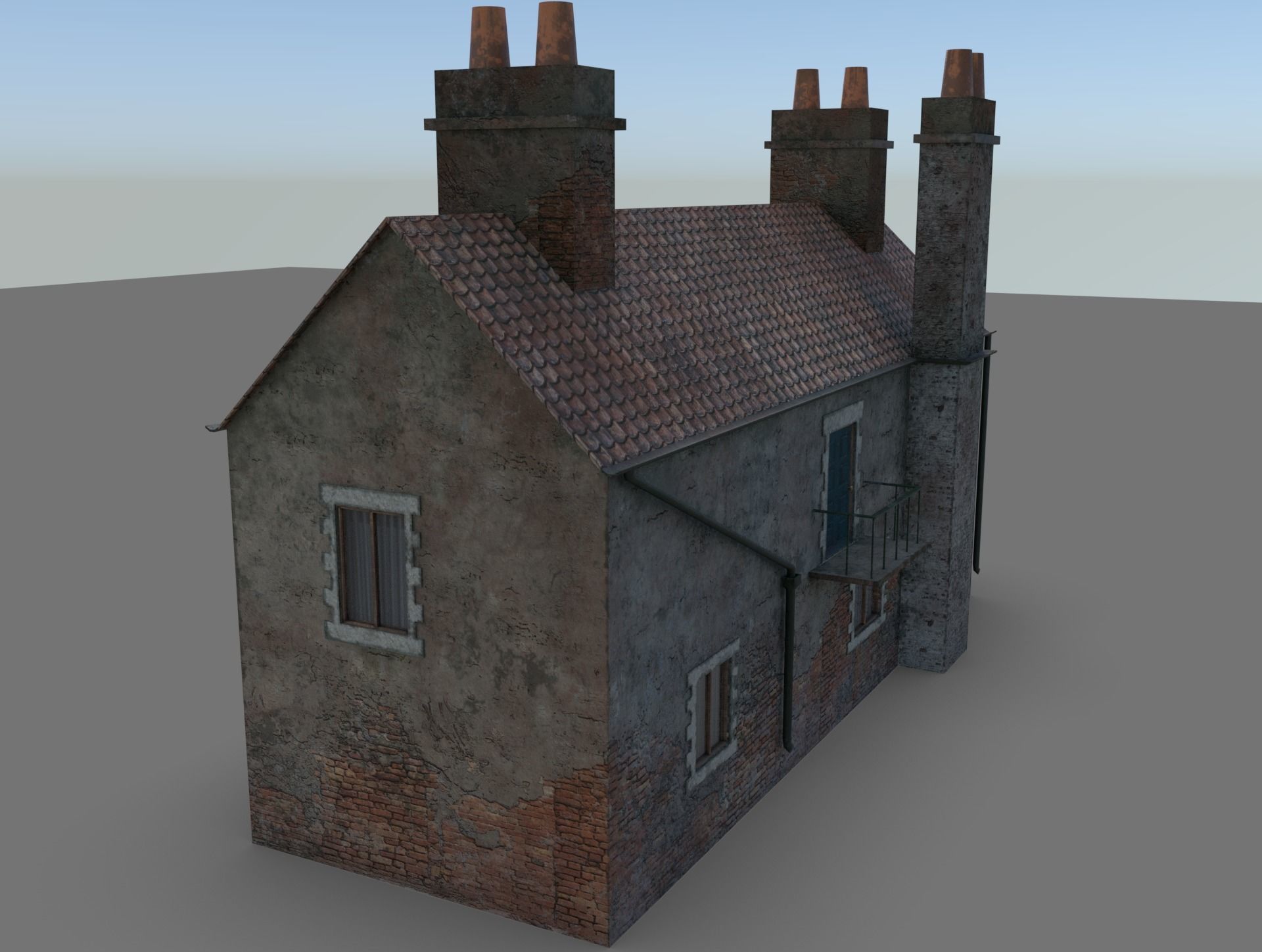 Farm House low poly Low-poly 3D model_2