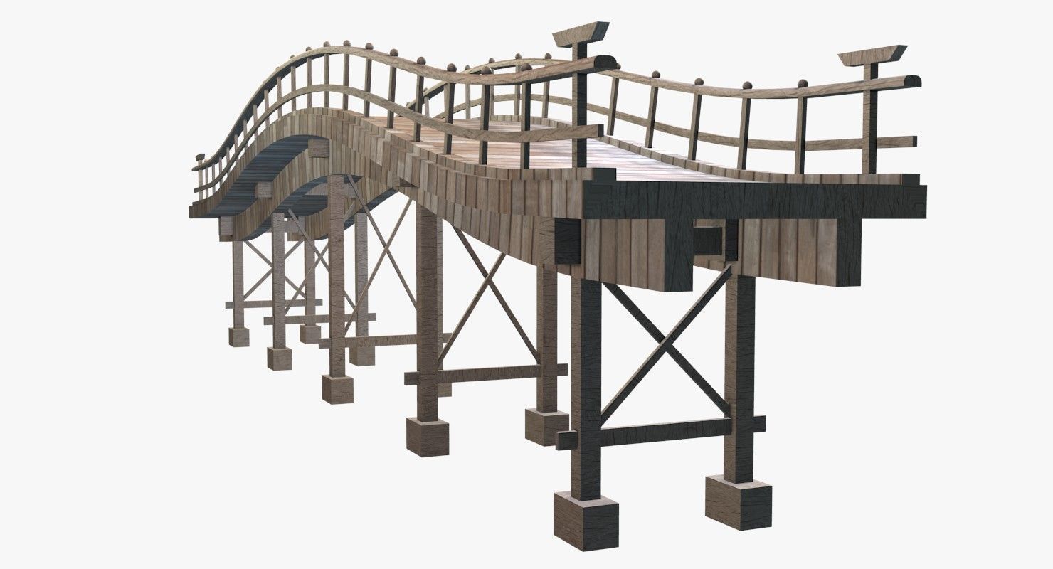 wooden bridge 3D model_9