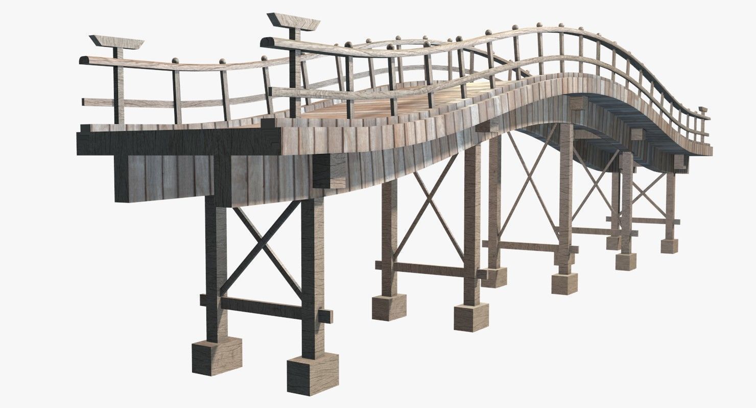 wooden bridge 3D model_7