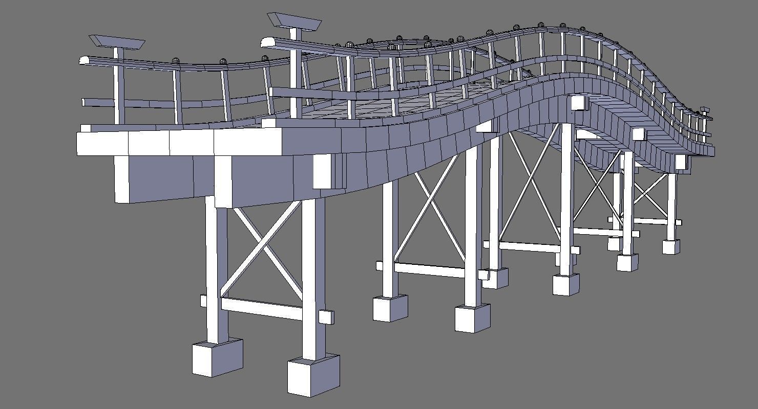 wooden bridge 3D model_4