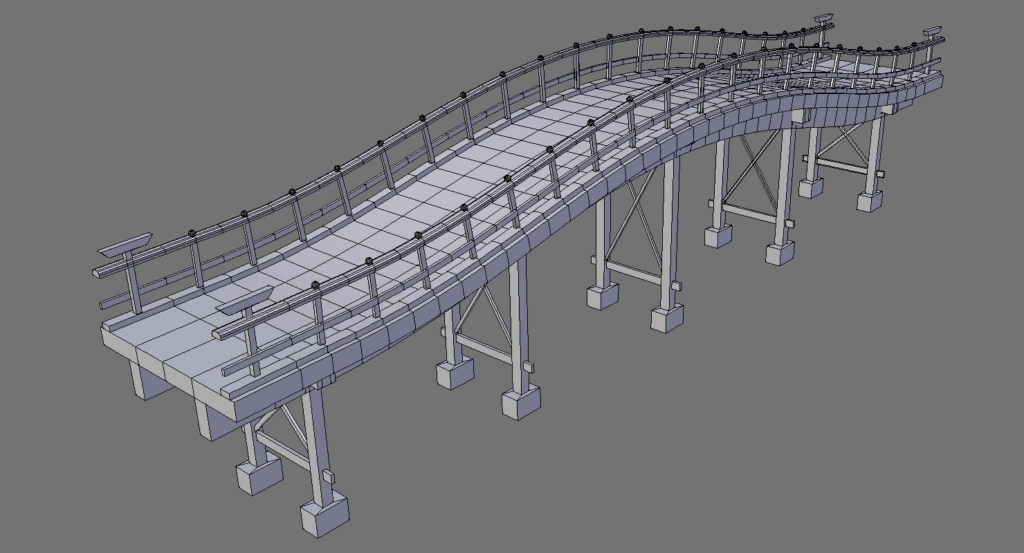wooden bridge 3D model_6
