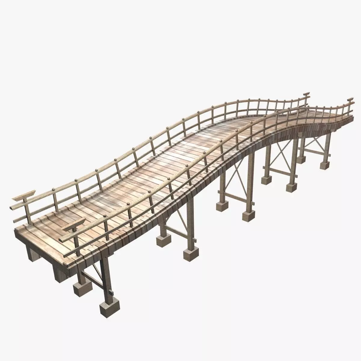 wooden bridge 3D model_0