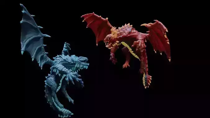Elemental Dragon Low-poly 3D model