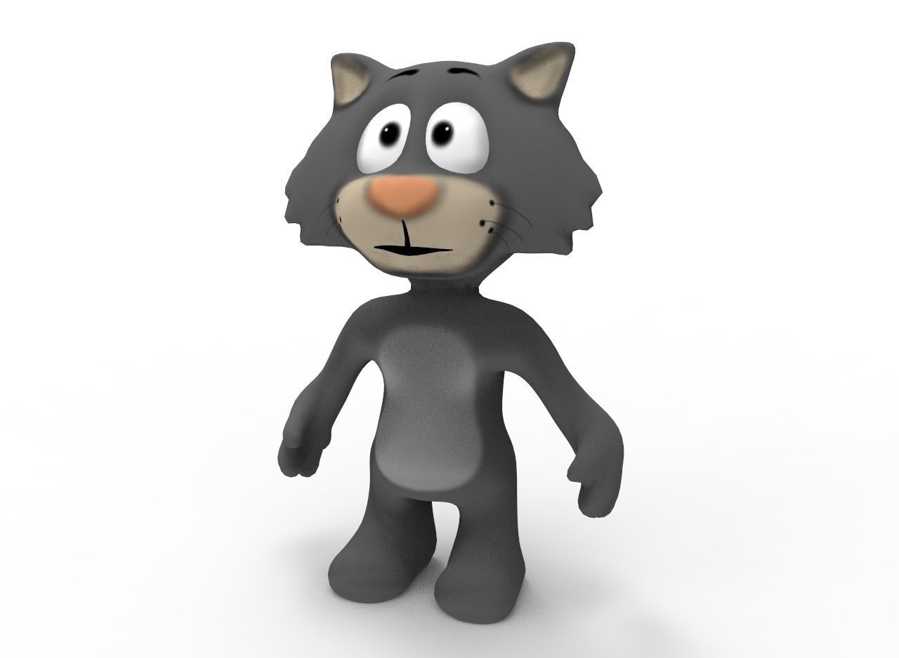Cat Cartoon Low-poly 3D model_4