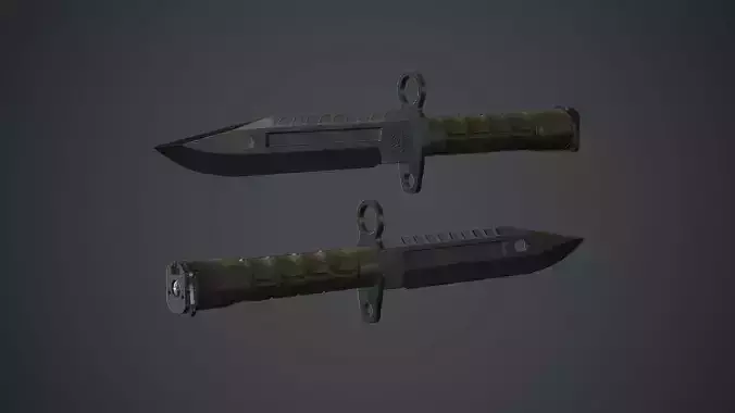 Black M9 Bayonet Knife PBR Game Ready Low-poly 3D model