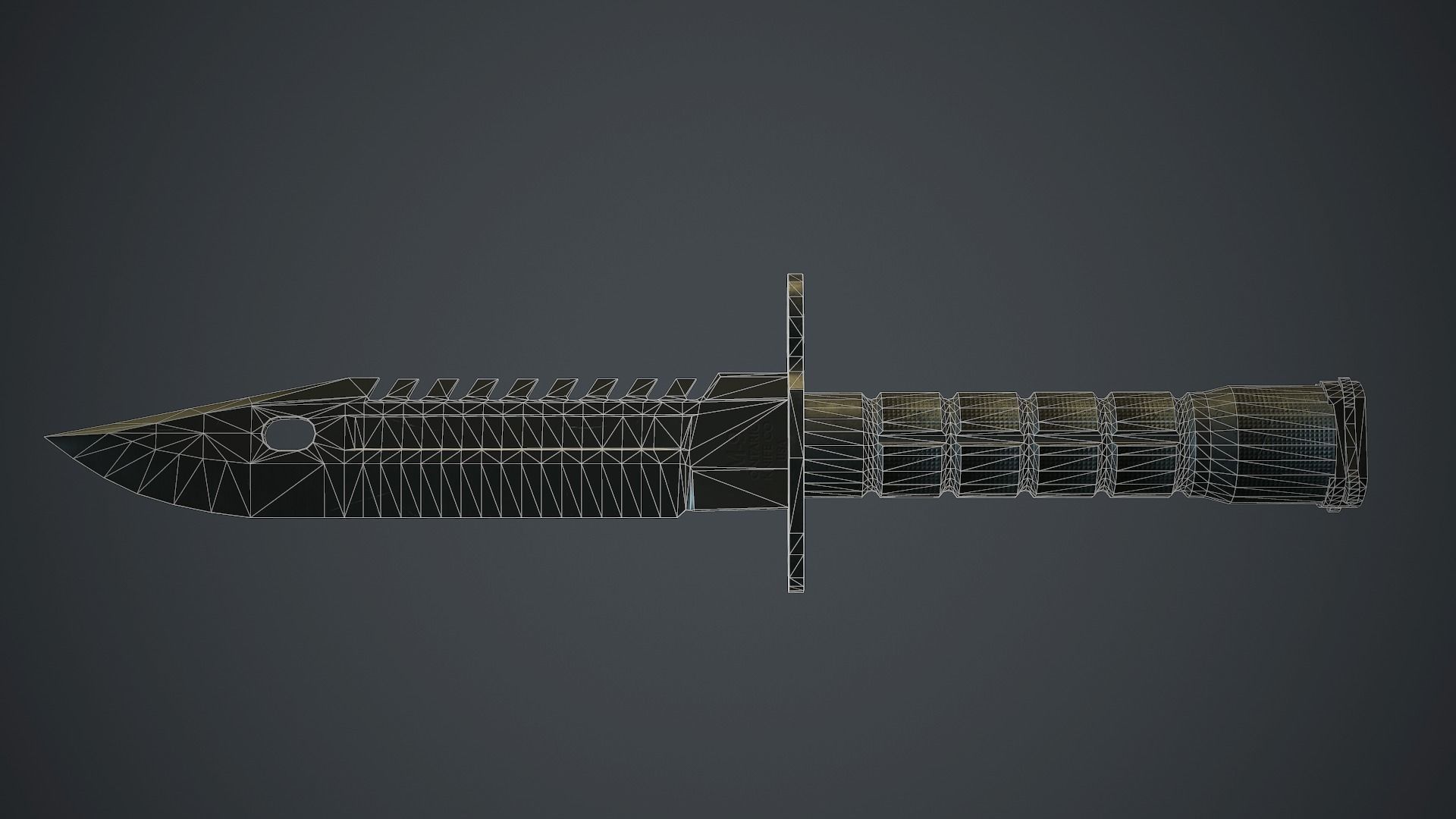 Black M9 Bayonet Knife PBR Game Ready Low-poly 3D model_16