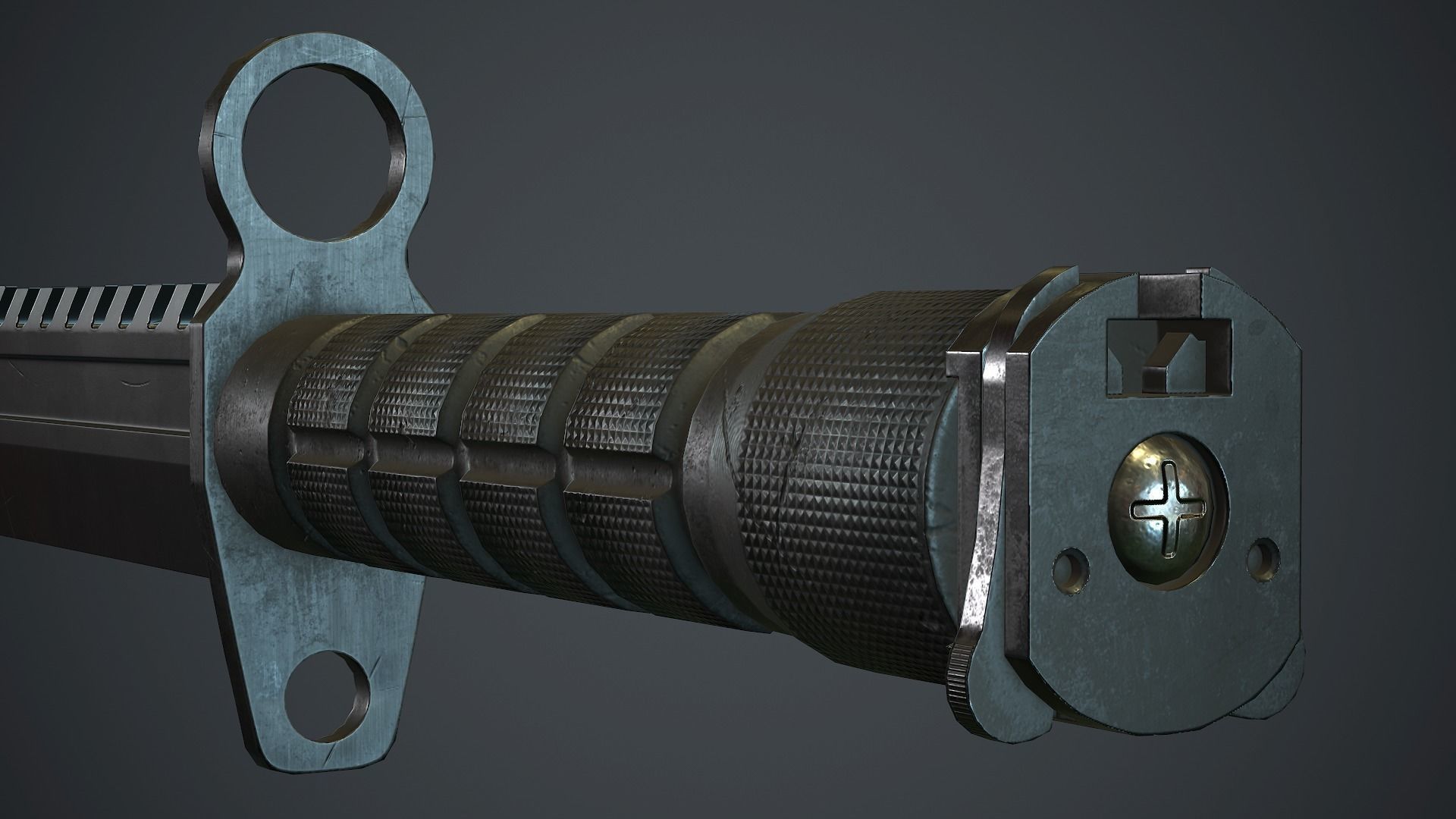 Black M9 Bayonet Knife PBR Game Ready Low-poly 3D model_6