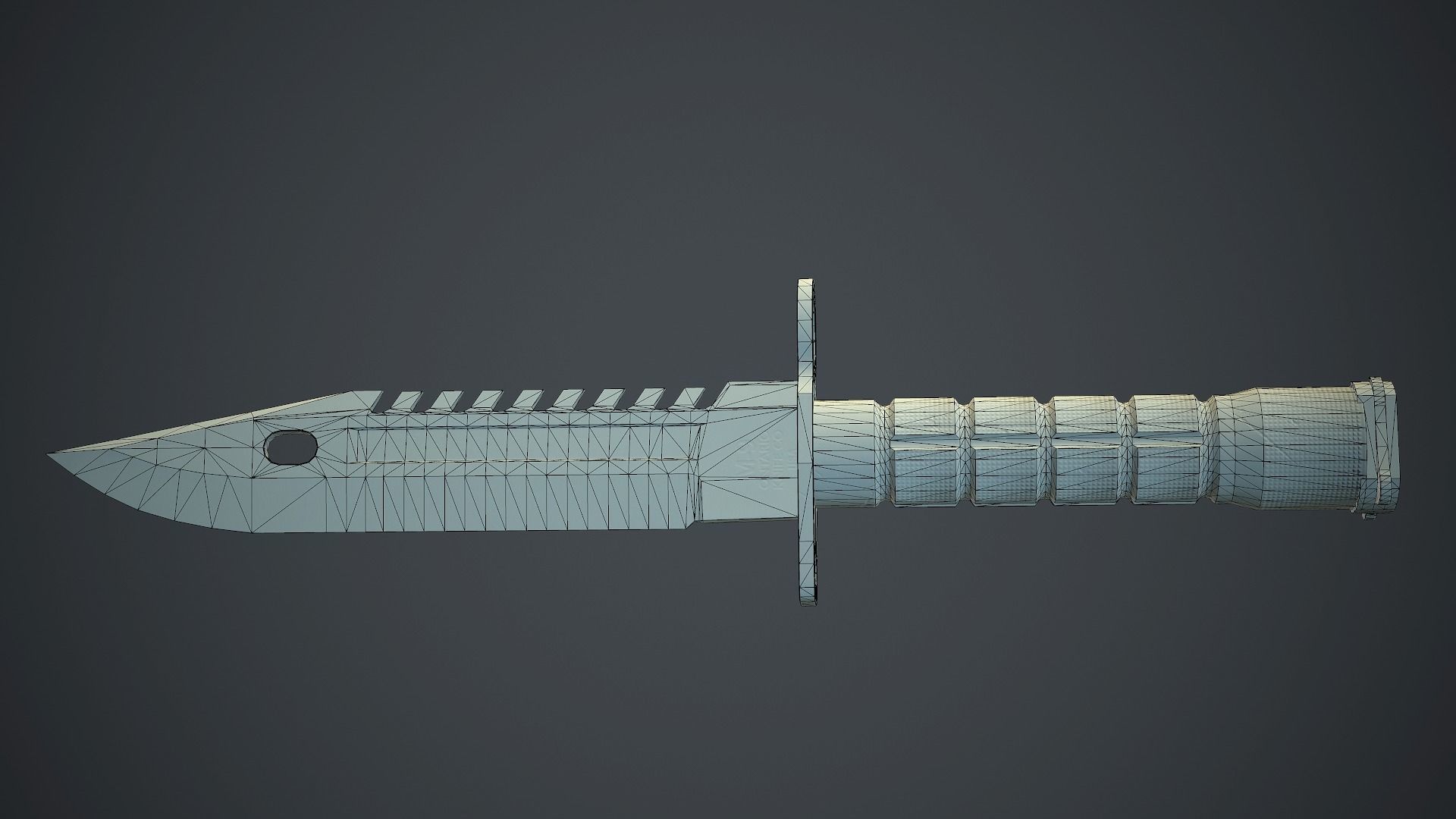 Black M9 Bayonet Knife PBR Game Ready Low-poly 3D model_18