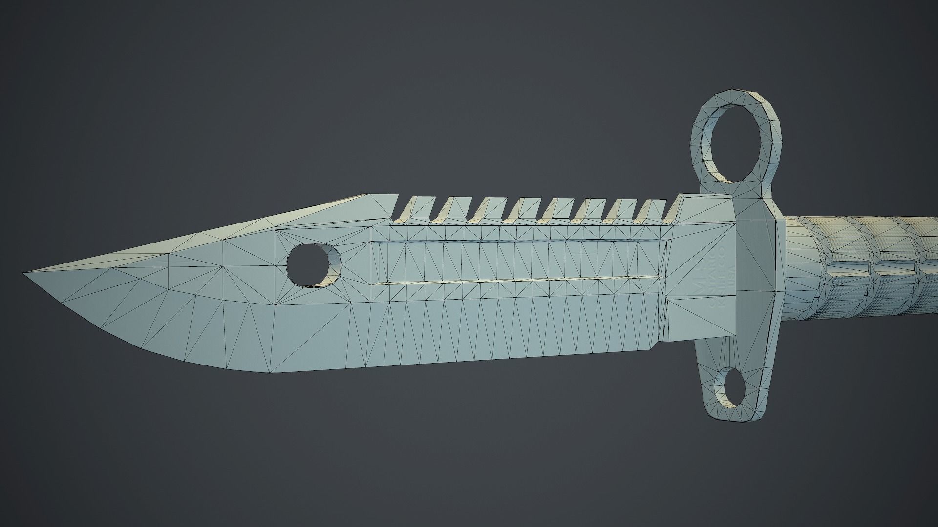 Black M9 Bayonet Knife PBR Game Ready Low-poly 3D model_17