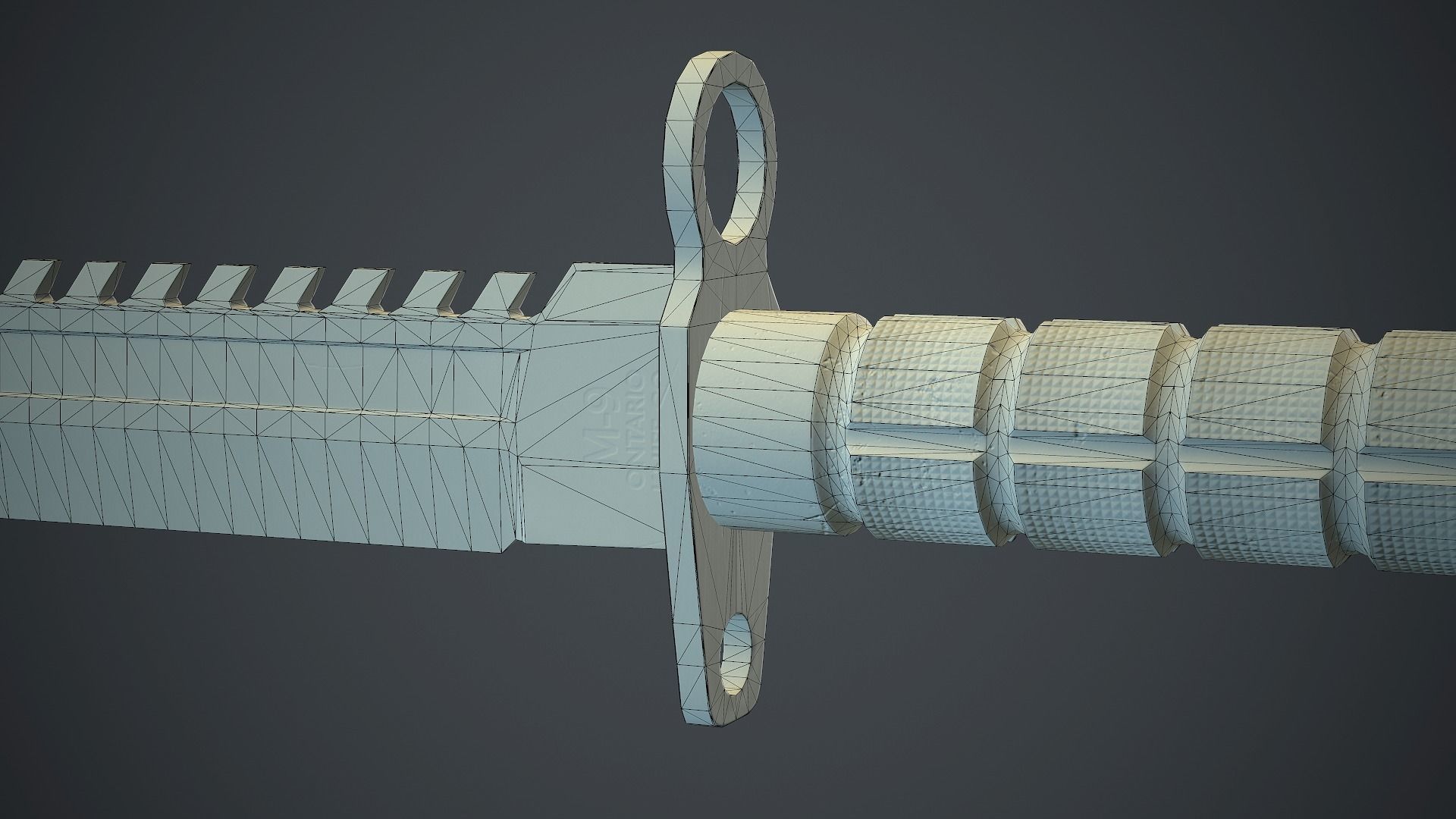 Black M9 Bayonet Knife PBR Game Ready Low-poly 3D model_19