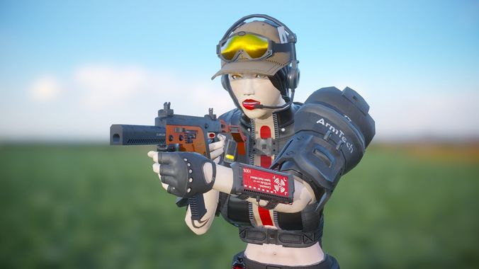 Esther - Mercenary Girl Low-poly 3D model