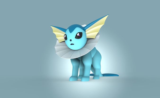 Vaporeon Pokemon eevee evolution 3D print model