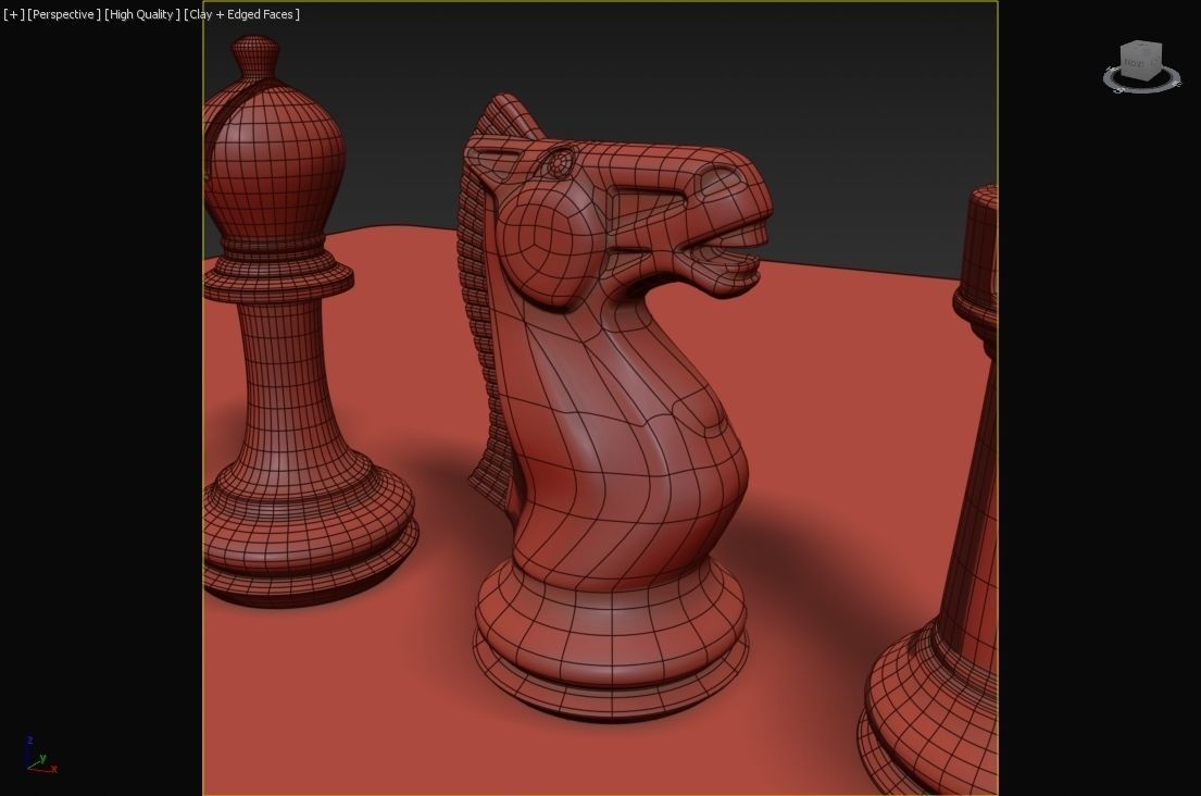 Chess Set board with gold and silver pieces 3D model_13