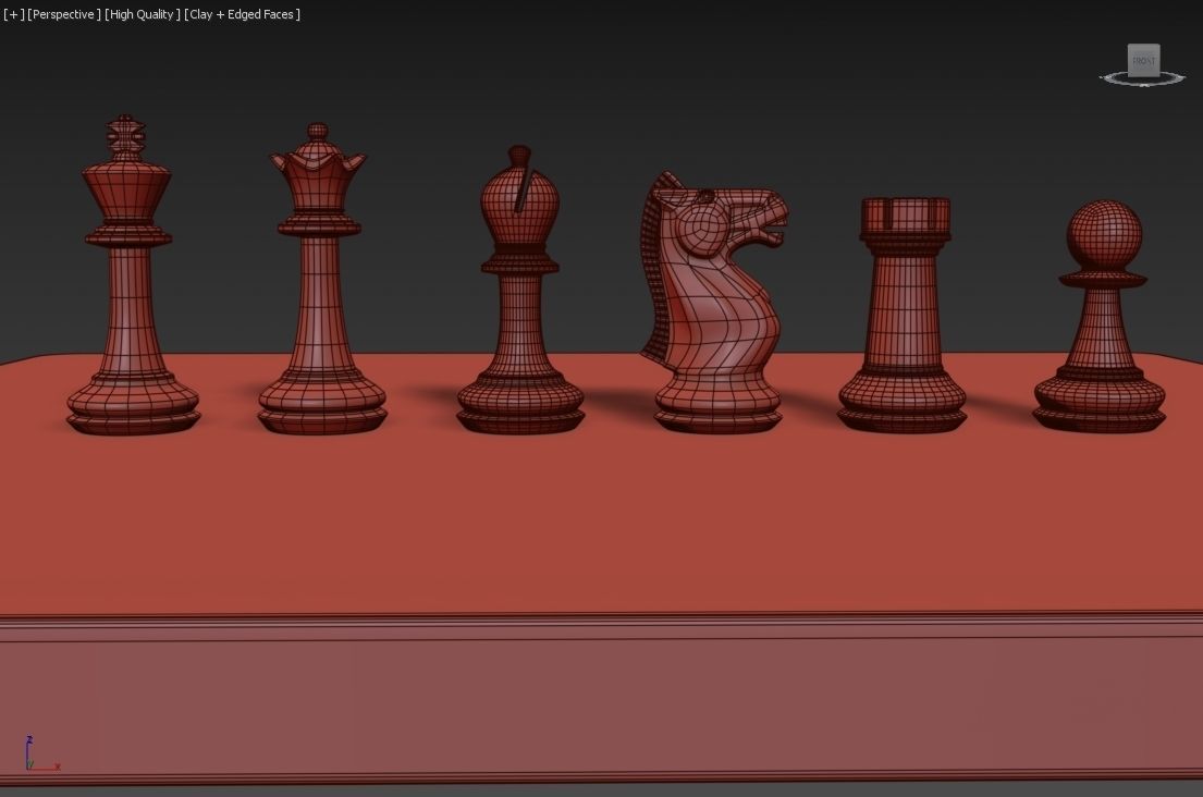 Chess Set board with gold and silver pieces 3D model_16