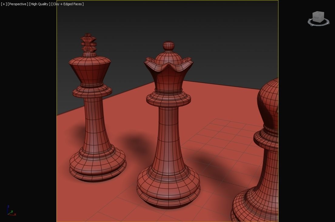 Chess Set board with gold and silver pieces 3D model_11