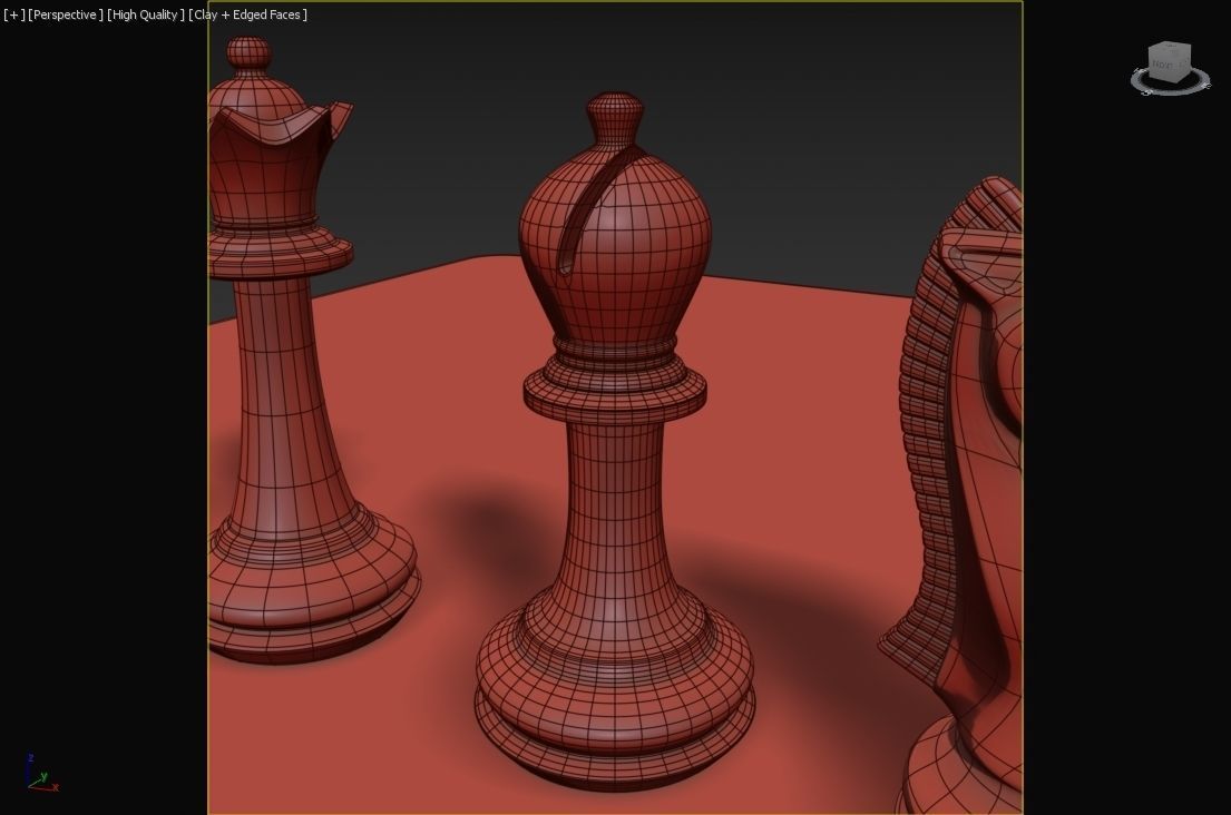 Chess Set board with gold and silver pieces 3D model_12