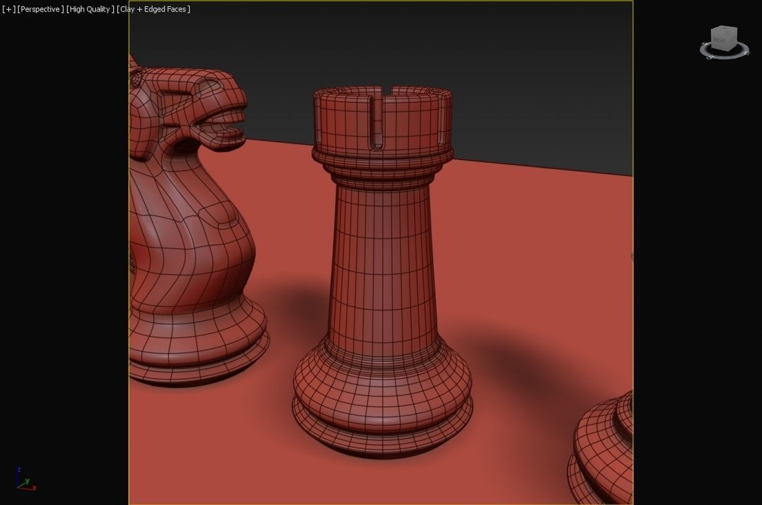 Chess Set board with gold and silver pieces 3D model_14