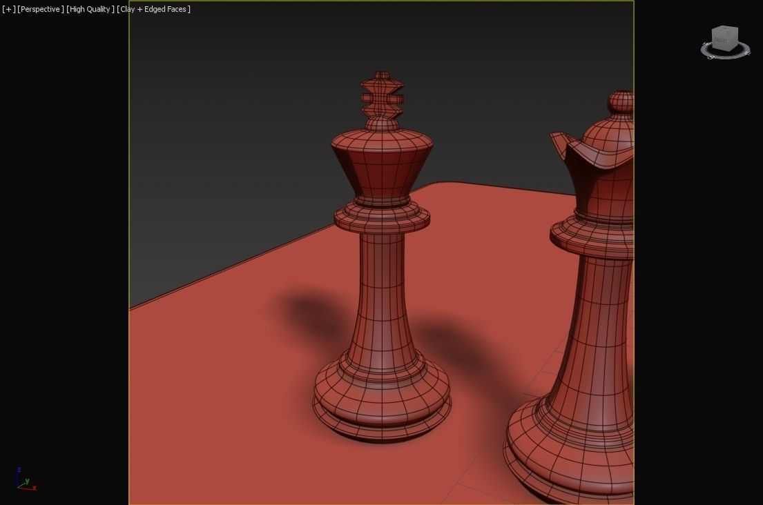 Chess Set board with gold and silver pieces 3D model_10