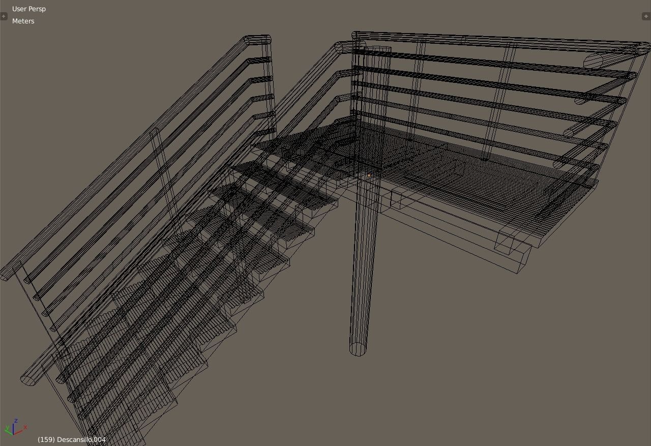 Fire escape metal stairs 3D model_8