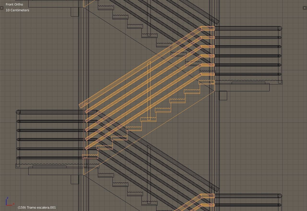 Fire escape metal stairs 3D model_7