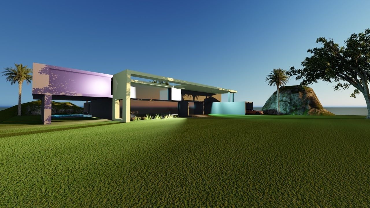 Modern House Concrete Los Angeles 3D model_2
