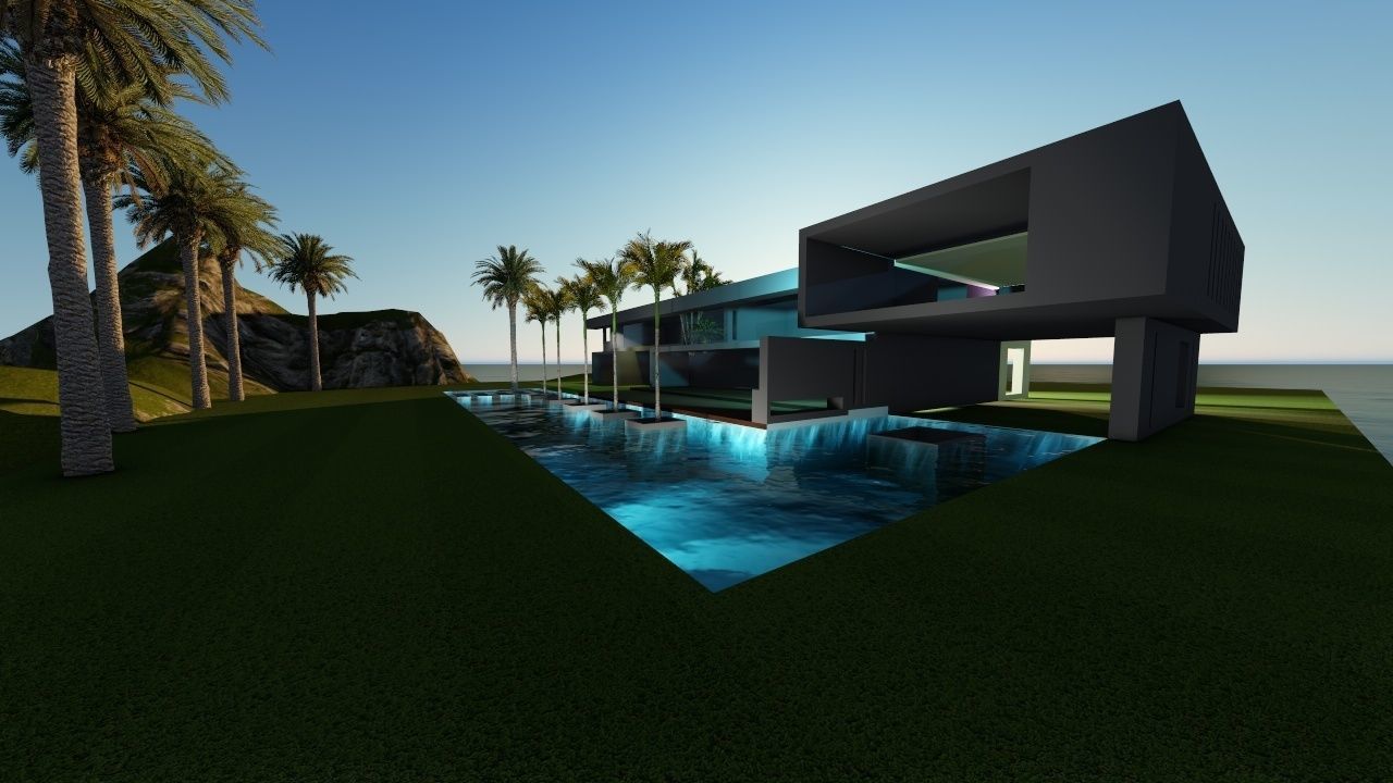 Modern House Concrete Los Angeles 3D model_1