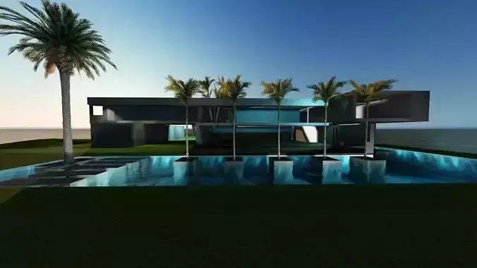 Modern House Concrete Los Angeles 3D model