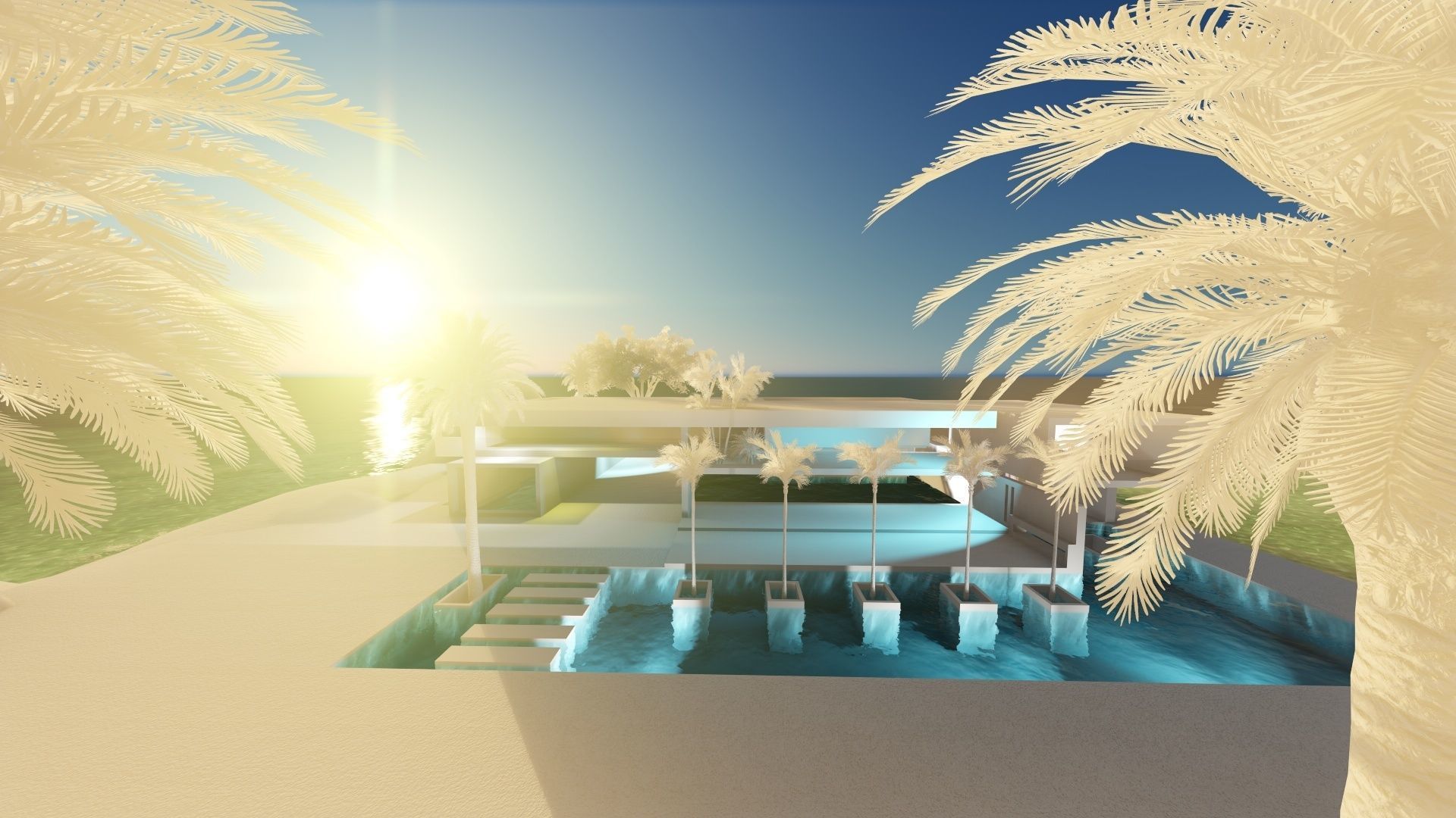 Modern House Concrete Los Angeles 3D model_5