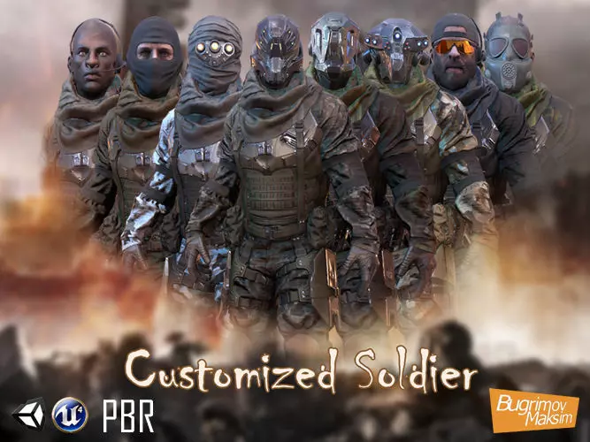 PBR Customized Soldier  Low-poly 3D model_0