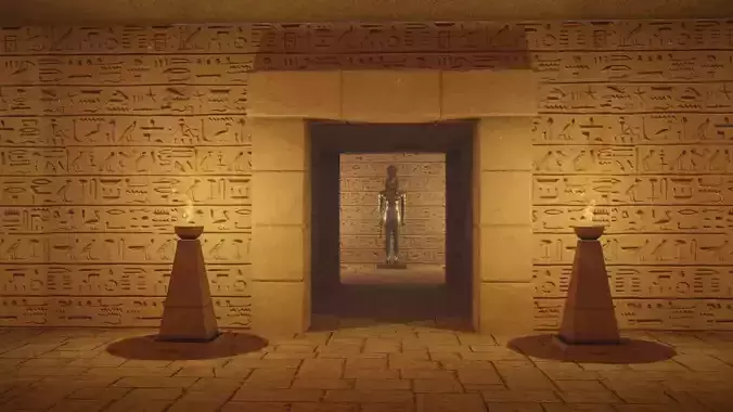 Egyptian Tombs with Pyramid Low-poly 3D model