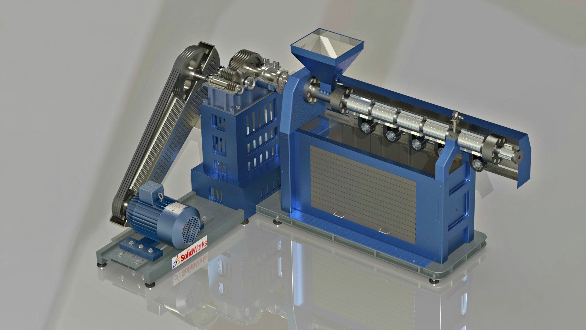 Plastic pipes extrusion machine Free 3D model_4