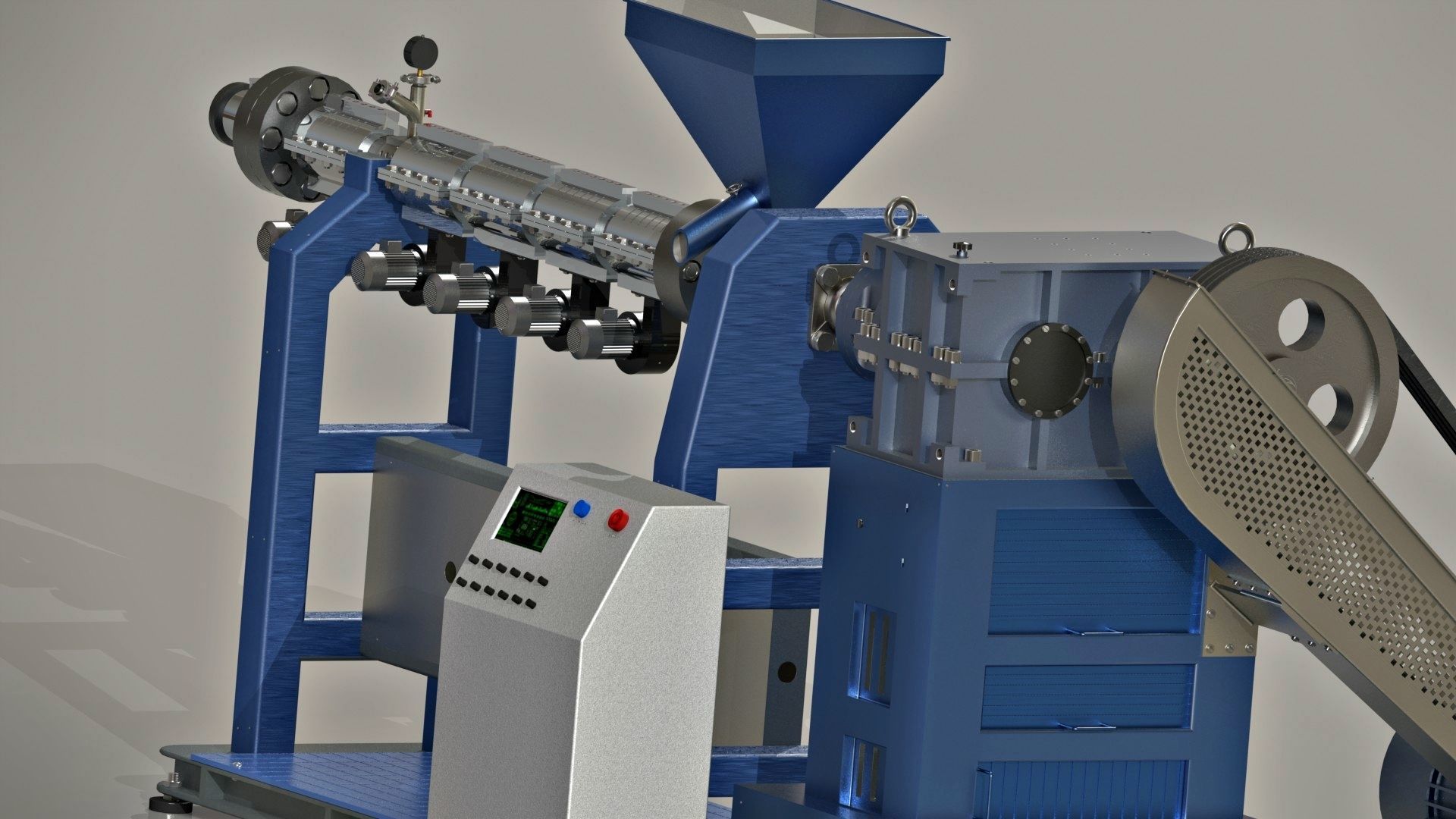 Plastic pipes extrusion machine Free 3D model_2