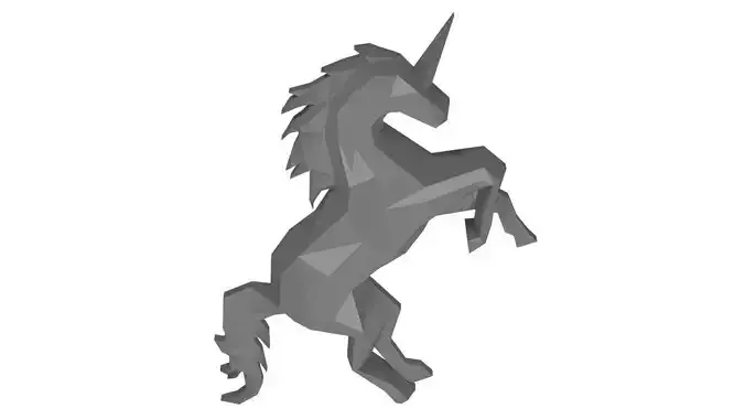 Lowpoly Unicorn Abstract Broche For 3D Printing Art